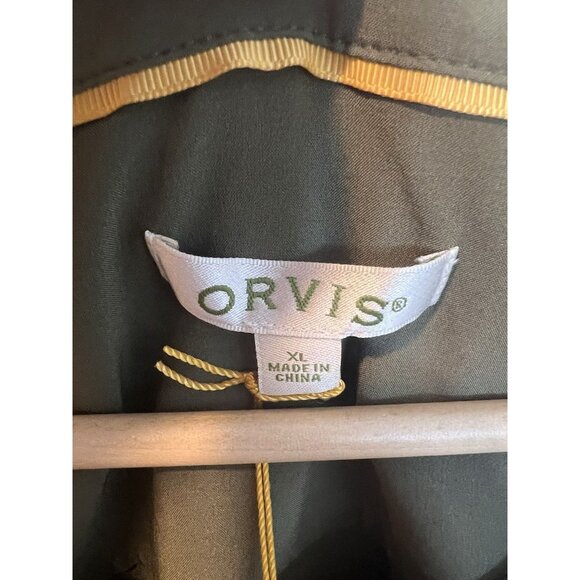 Orvis XL Army Green Button Down Utility Drawstring Waist Short Dress Zip Pockets - Picture 7 of 13